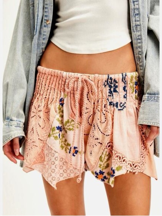 Free People Pants - Free People Field Of Dreams Embroidered Patchwork Shorts